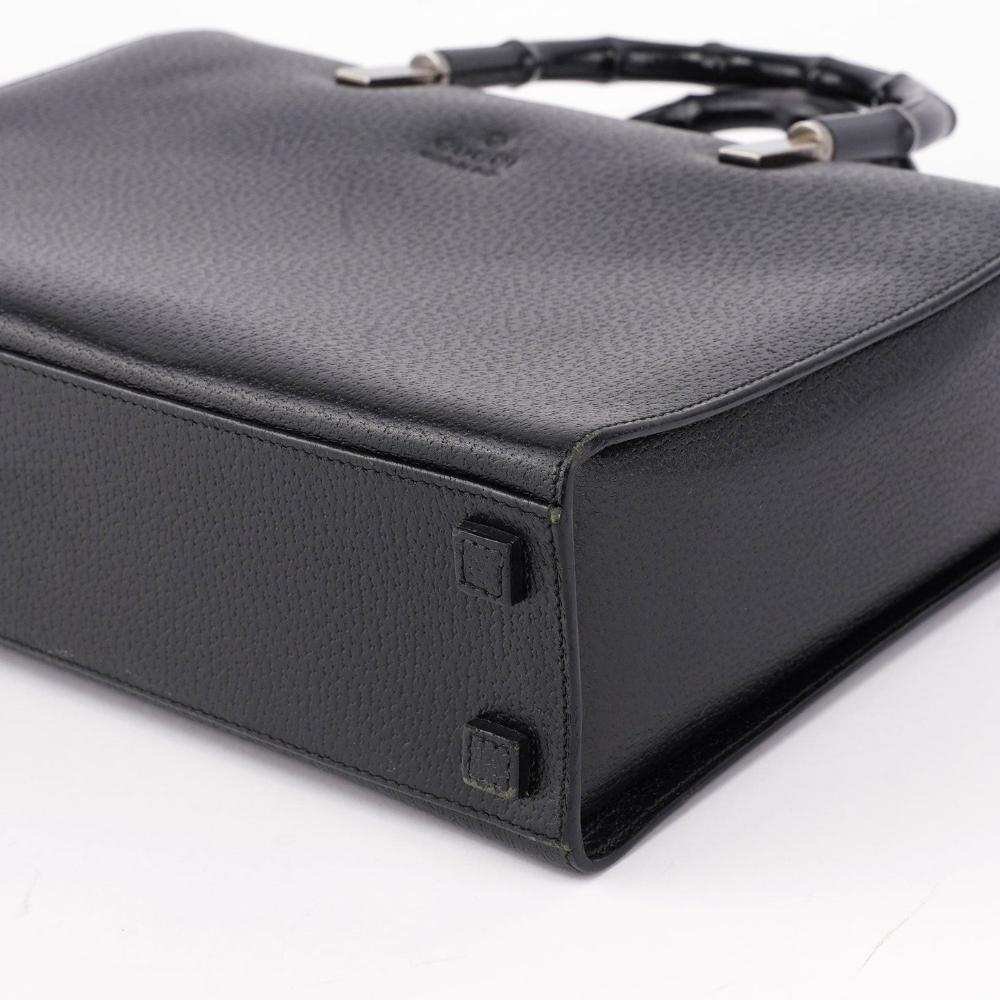 Black Leather Bamboo Tote