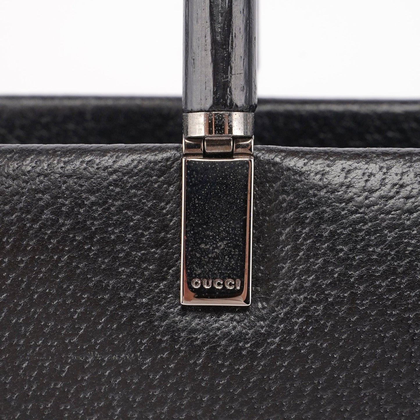 Black Leather Bamboo Tote