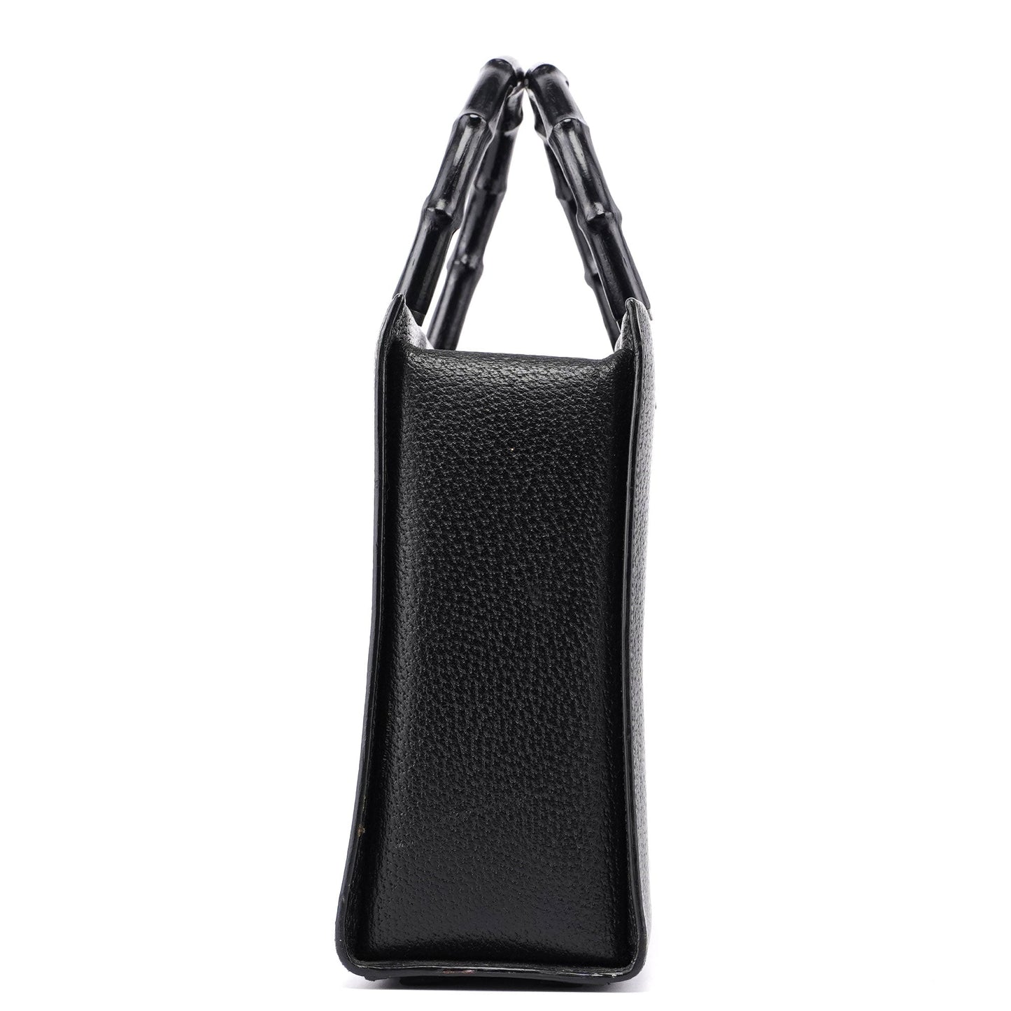 Black Leather Bamboo Tote