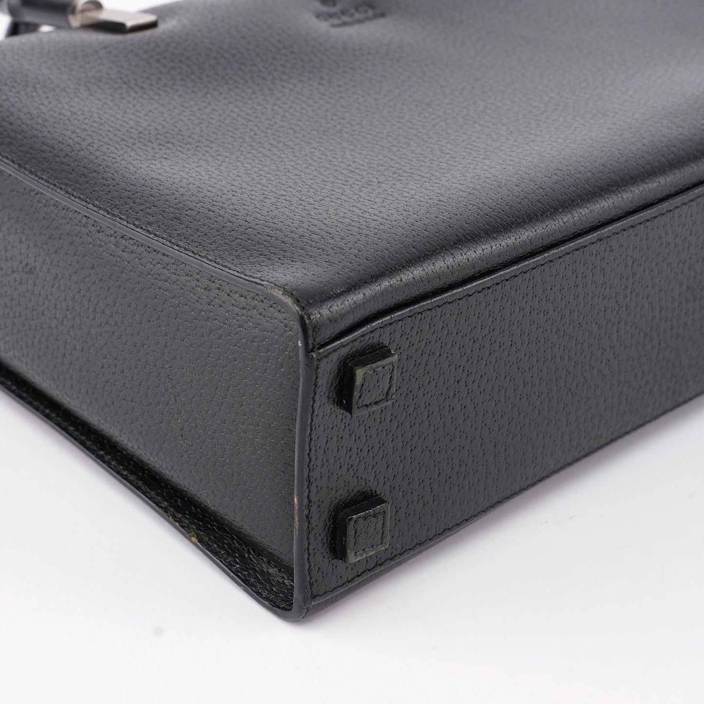 Black Leather Bamboo Tote