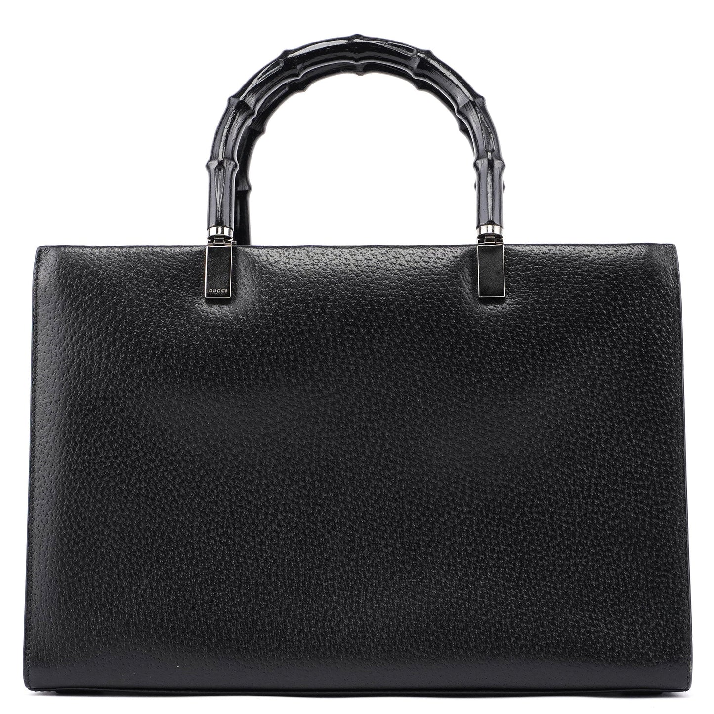 Black Leather Bamboo Tote