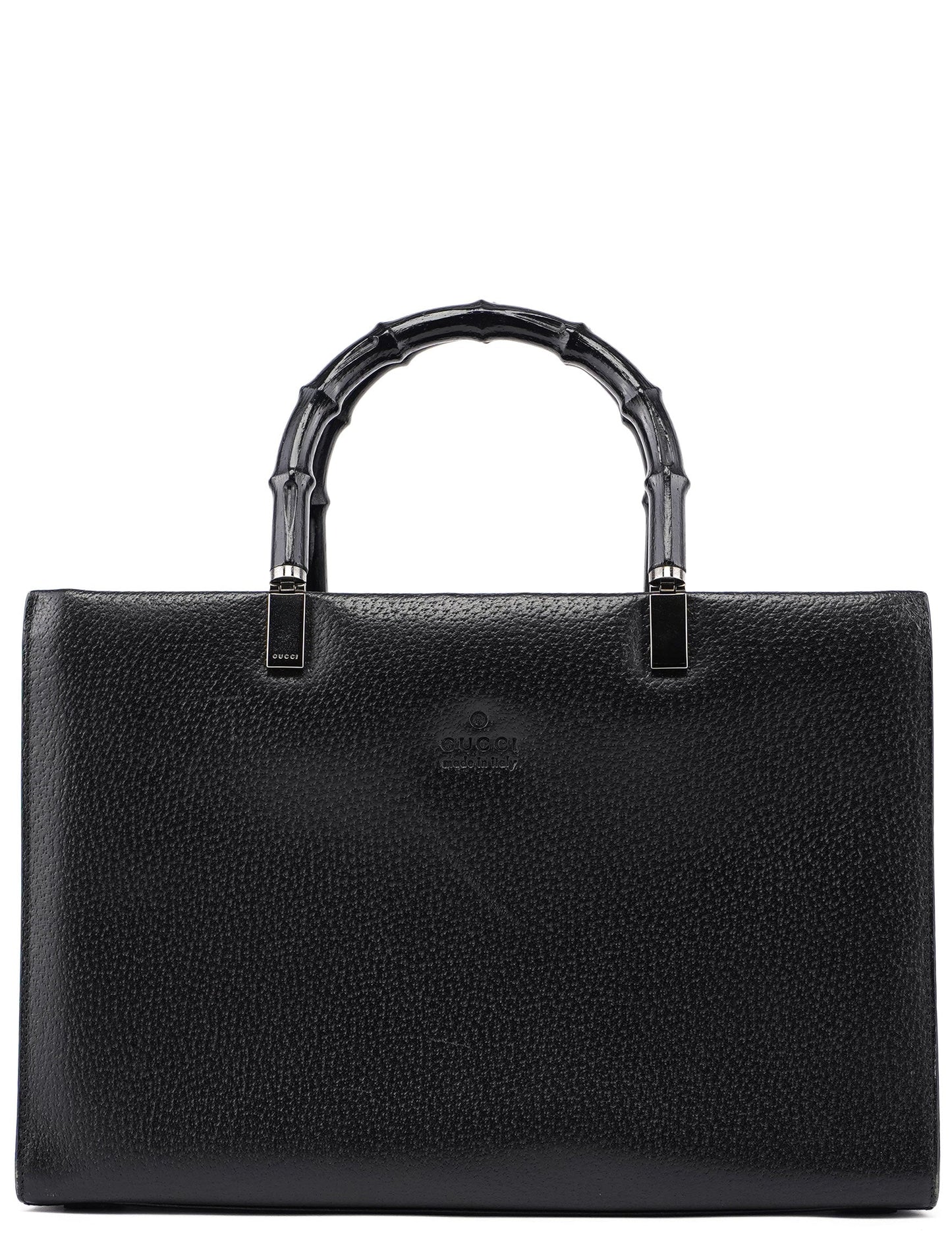 Black Leather Bamboo Tote
