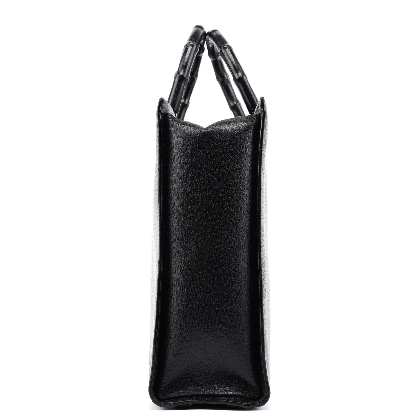 Black Leather Bamboo Tote