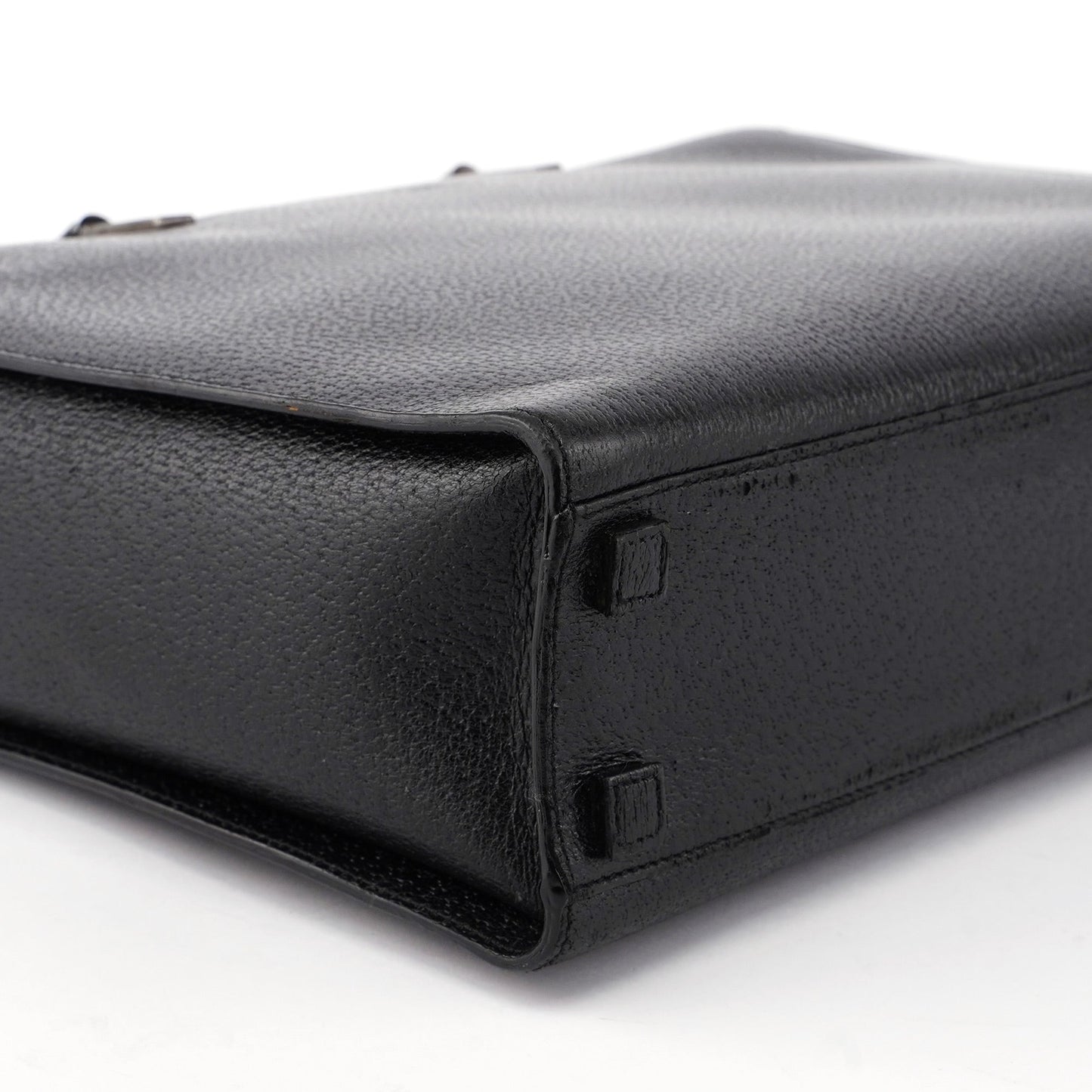 Black Leather Bamboo Tote