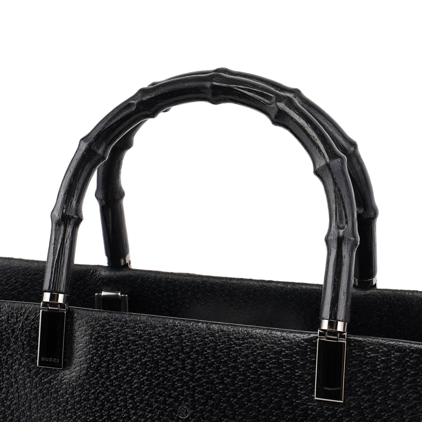 Black Leather Bamboo Tote