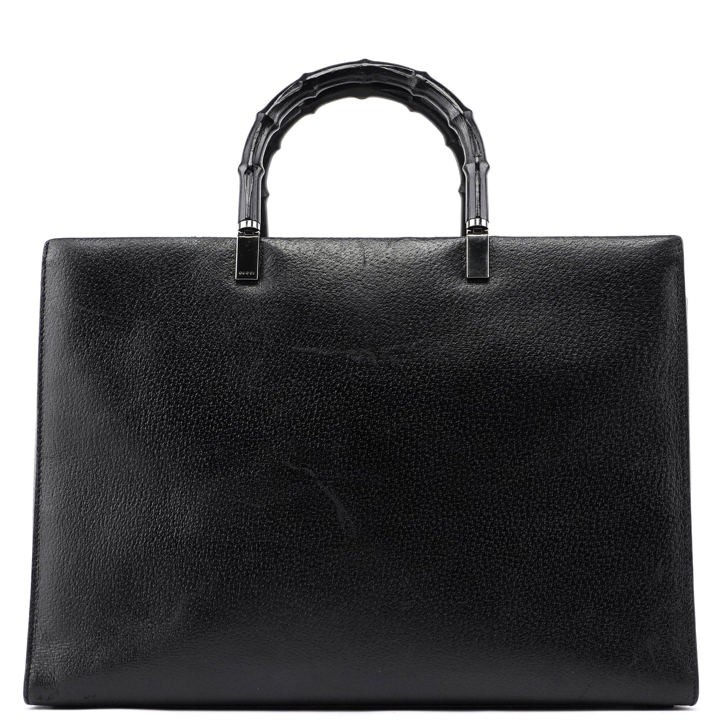 Black Leather Bamboo Tote