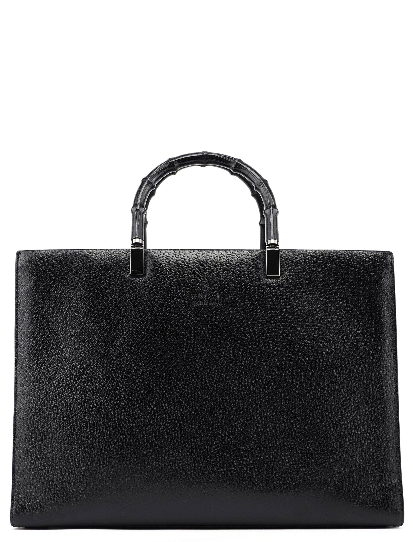 Black Leather Bamboo Tote