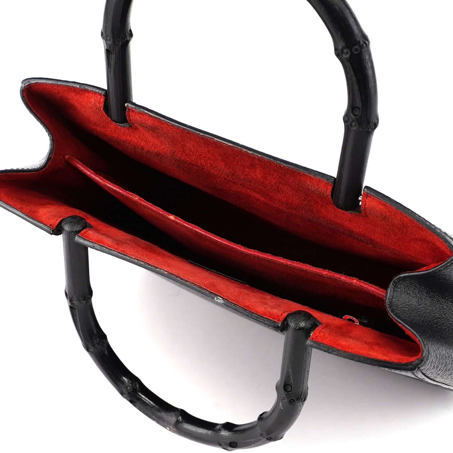 Black Leather Bamboo Tote