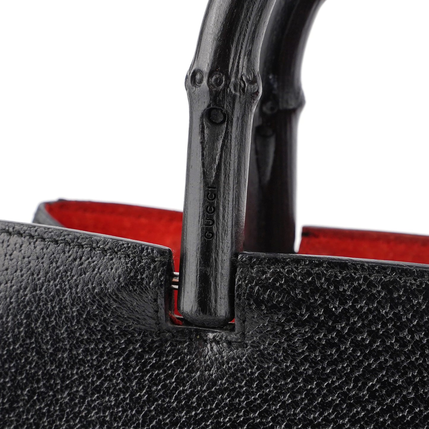 Black Leather Bamboo Tote