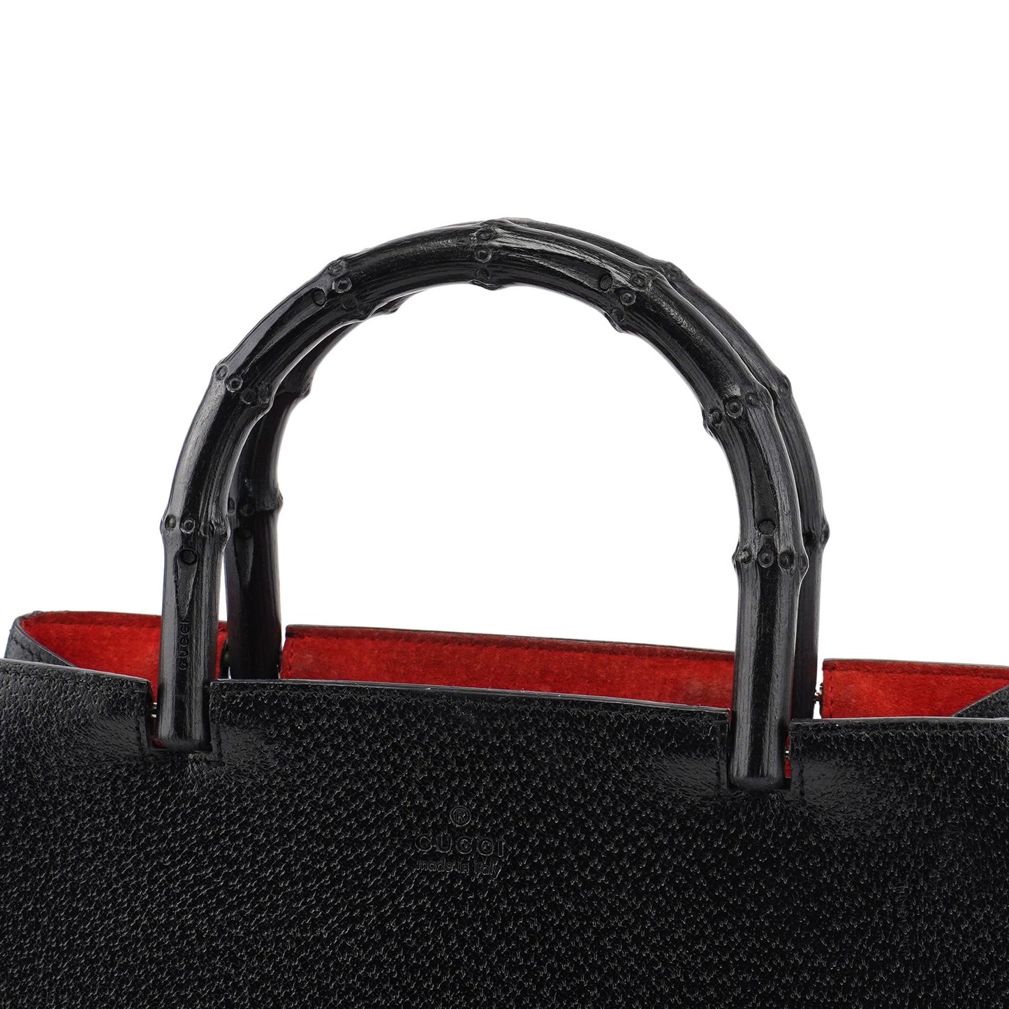 Black Leather Bamboo Tote