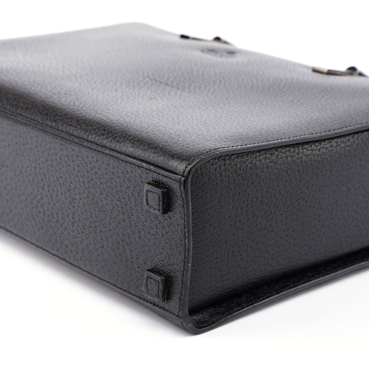 Black Leather Bamboo Tote Bag