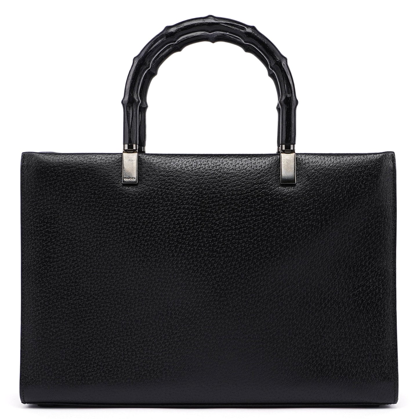 Black Leather Bamboo Tote Bag