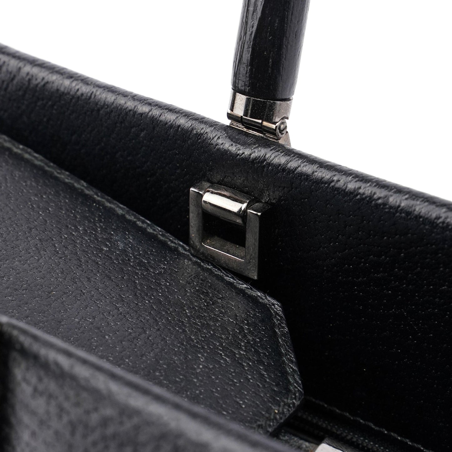 Black Leather Bamboo Tote Bag