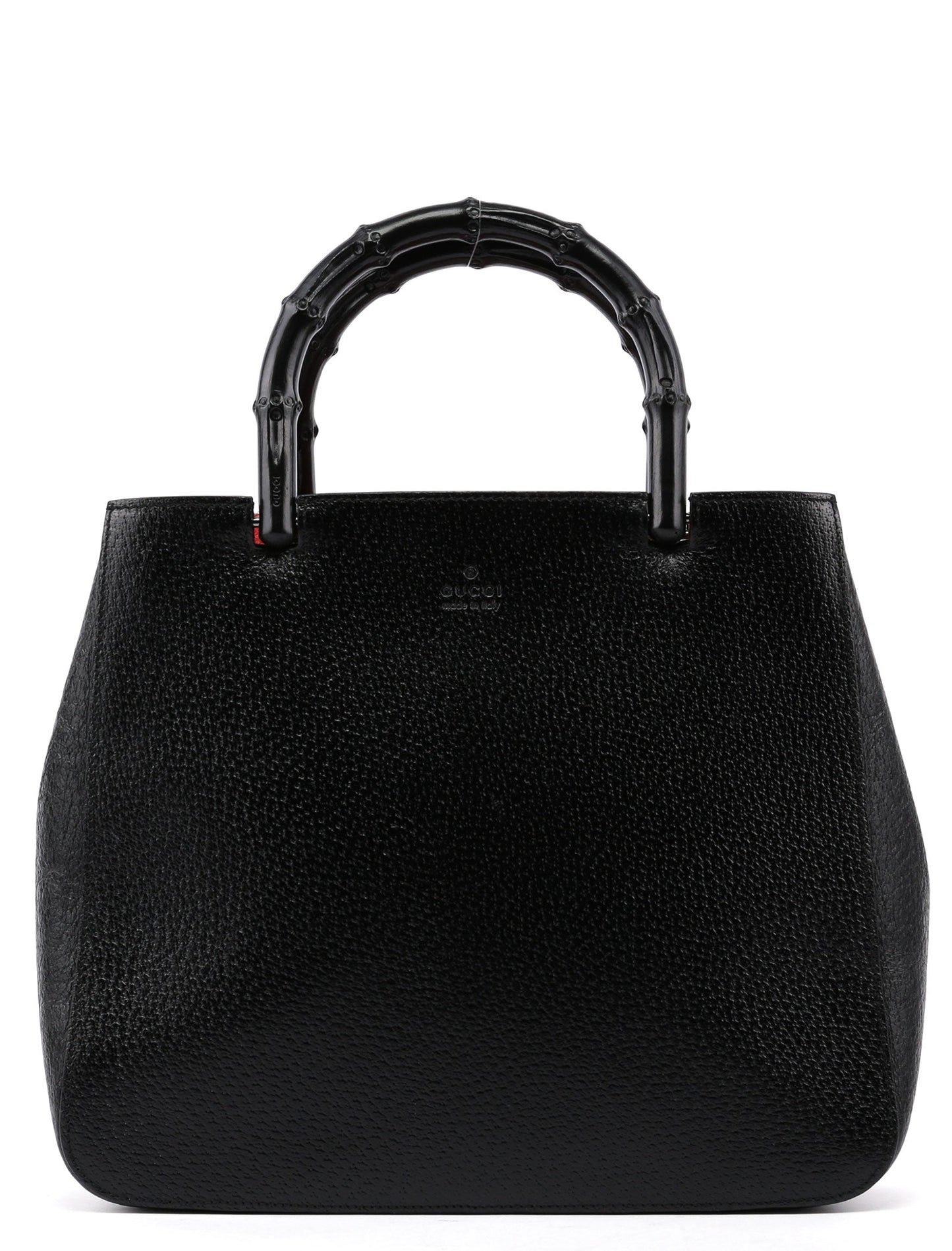 Black Leather Bamboo Tote Bag