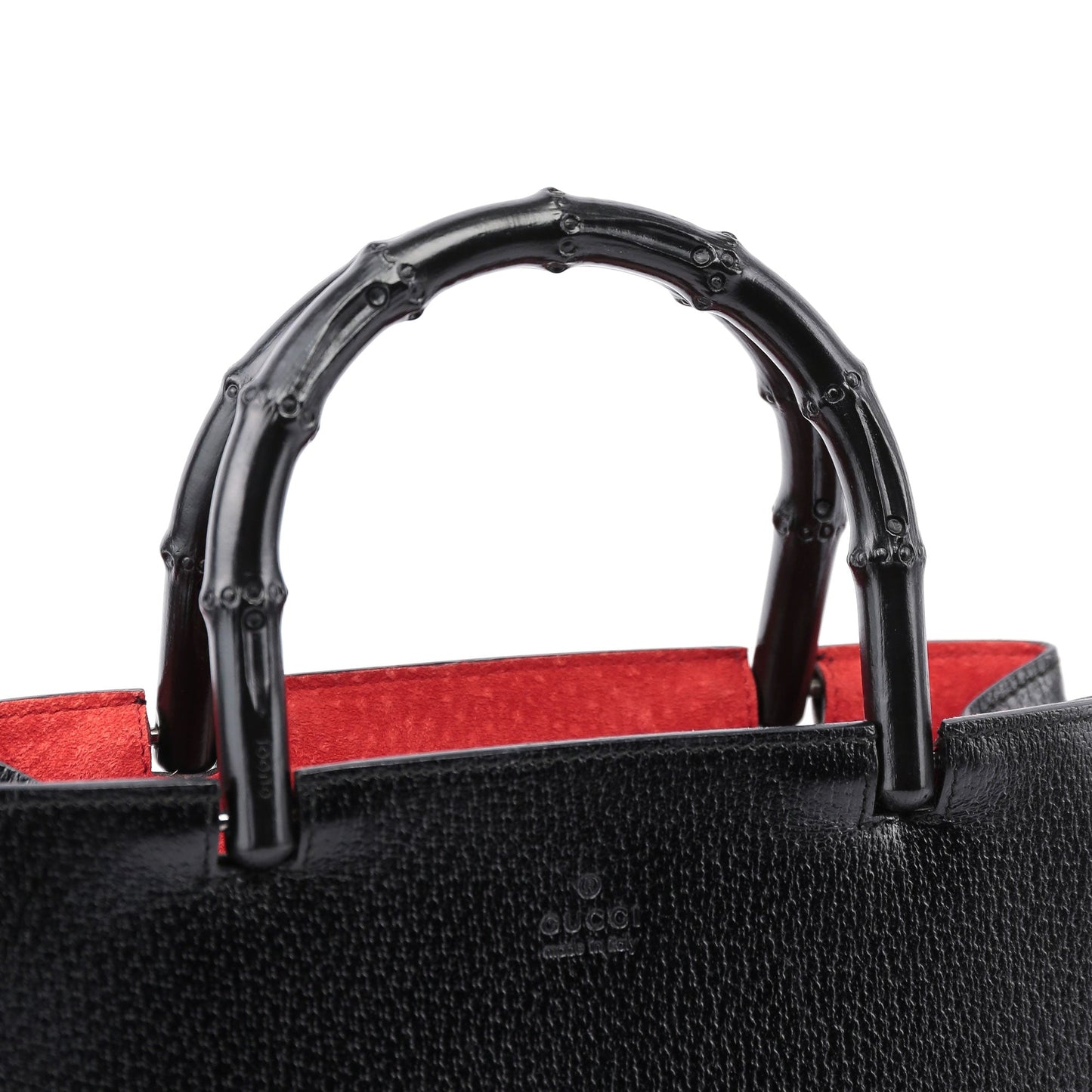 Black Leather Bamboo Tote Bag