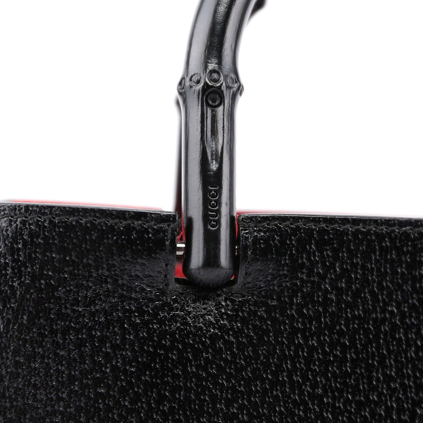 Black Leather Bamboo Tote Bag