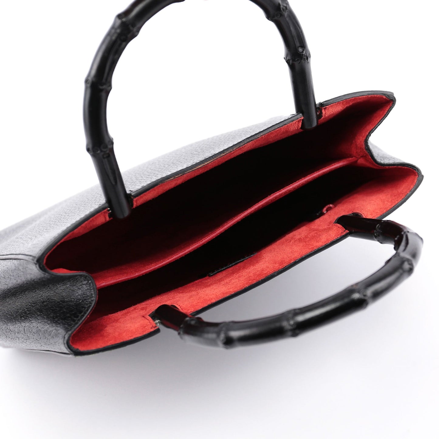 Black Leather Bamboo Tote Bag