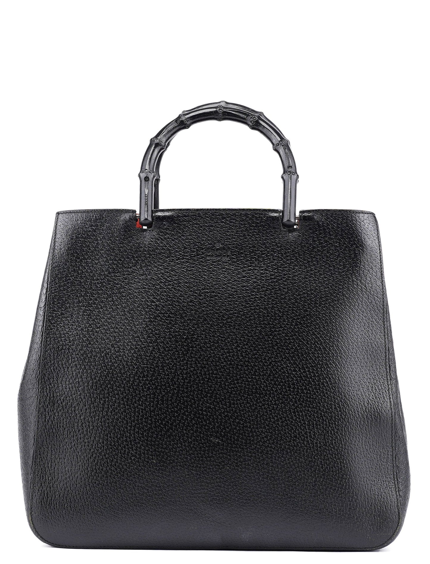 Black Leather Bamboo Tote Bag