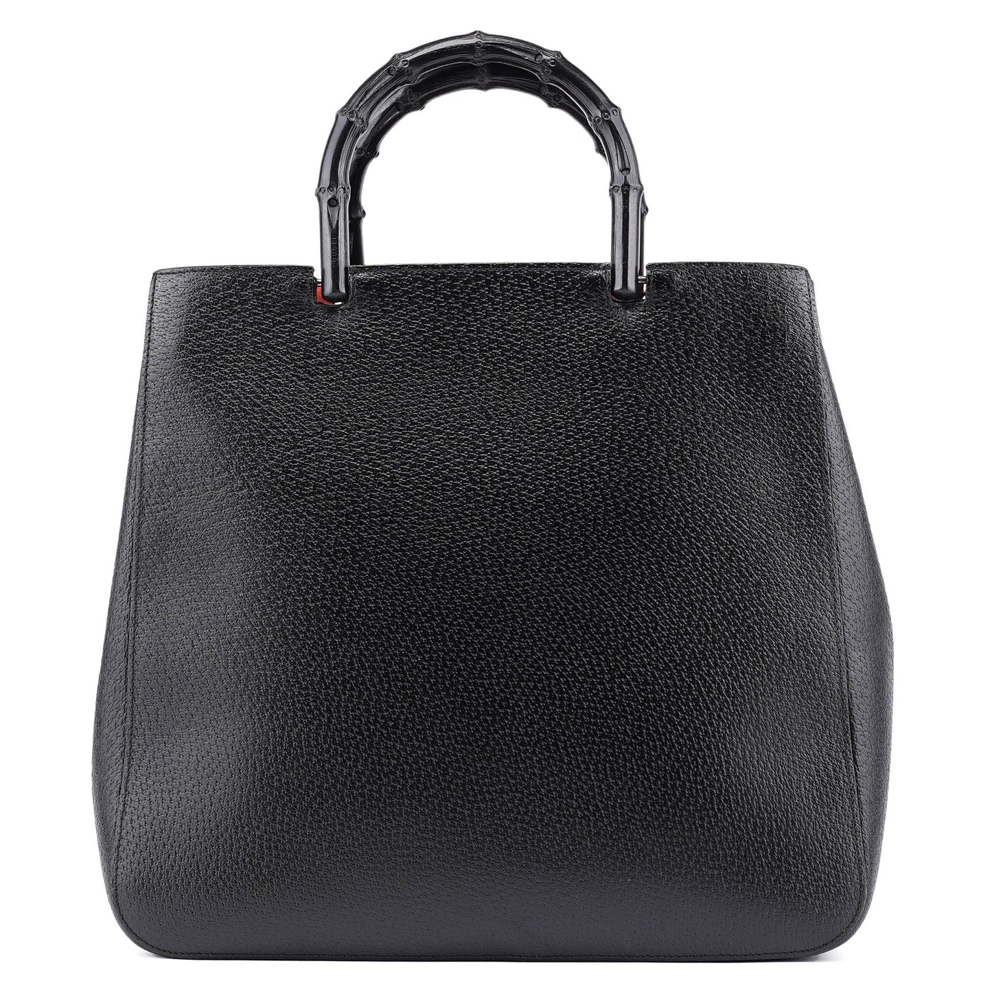 Black Leather Bamboo Tote Bag
