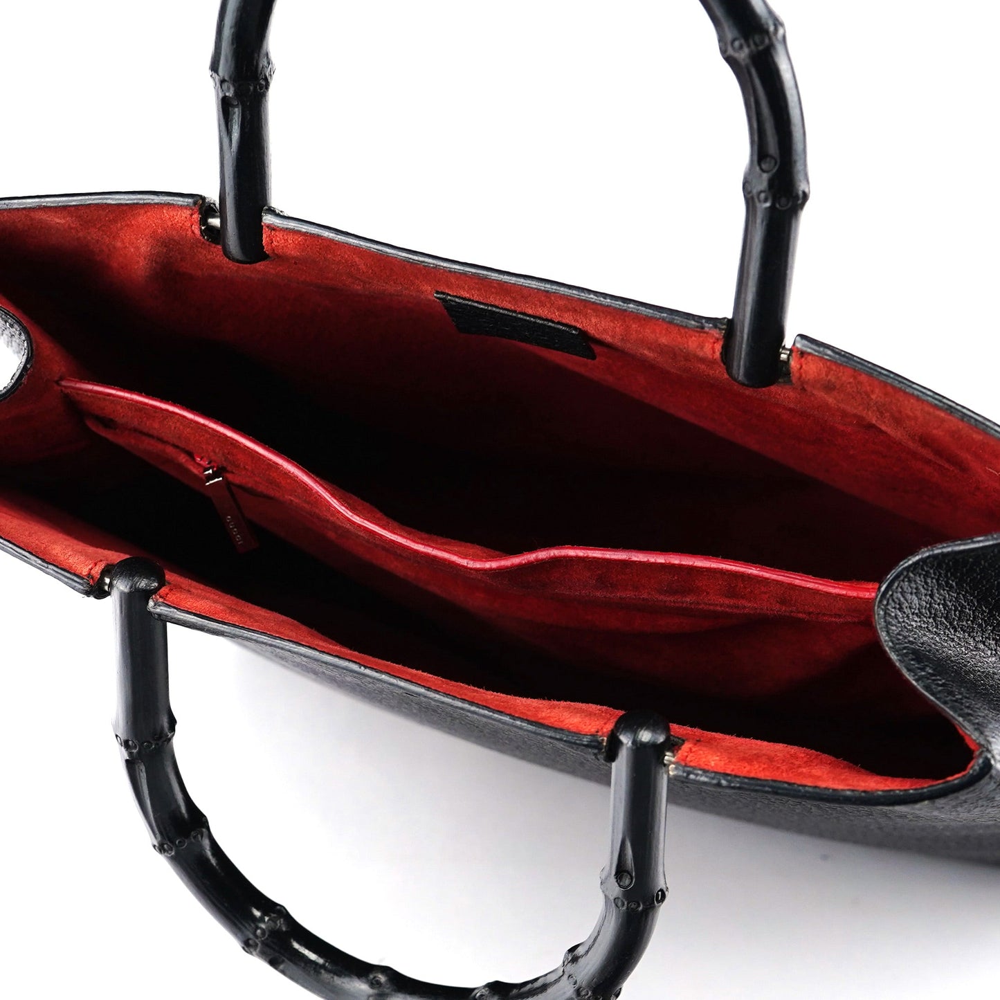 Black Leather Bamboo Tote Bag