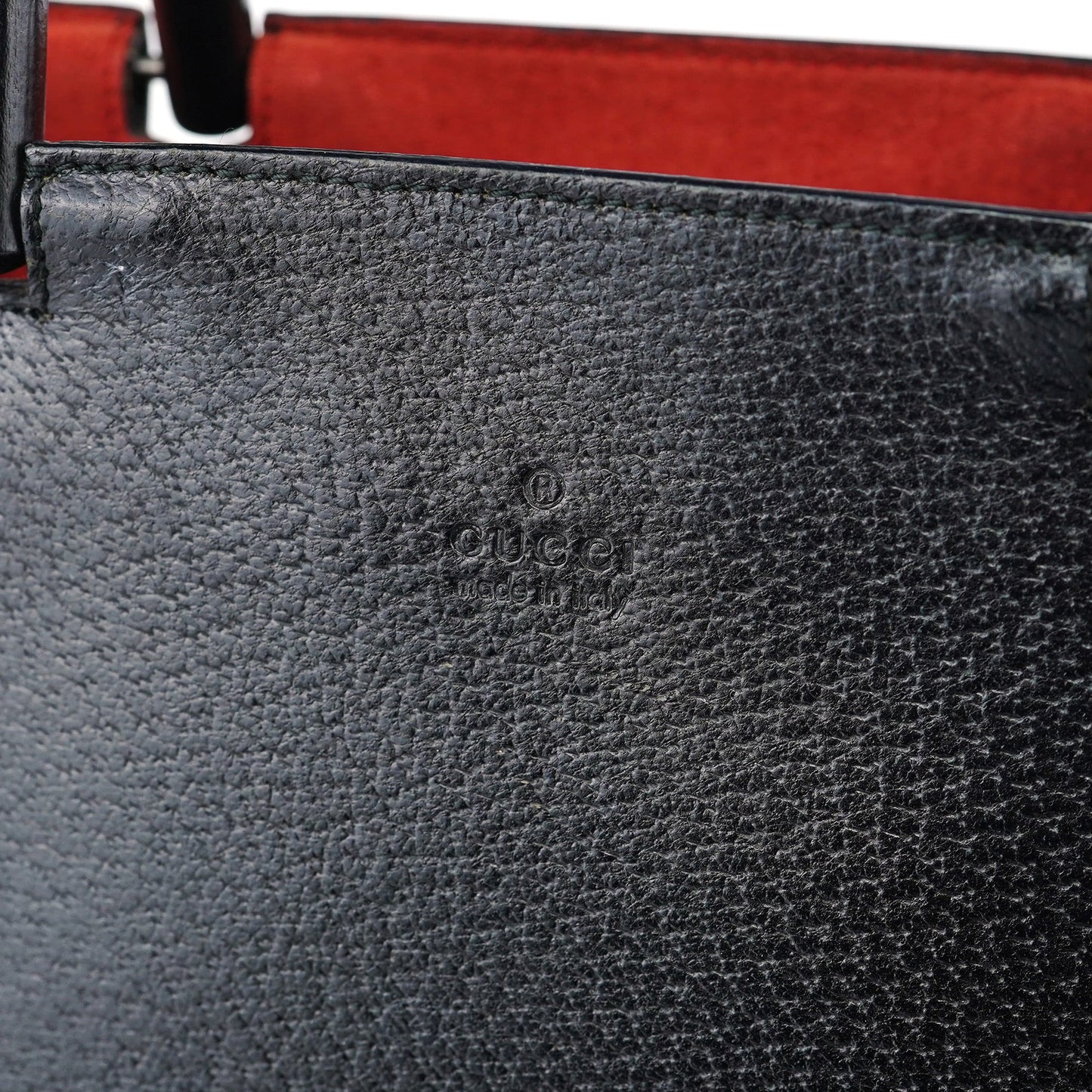 Black Leather Bamboo Tote Bag