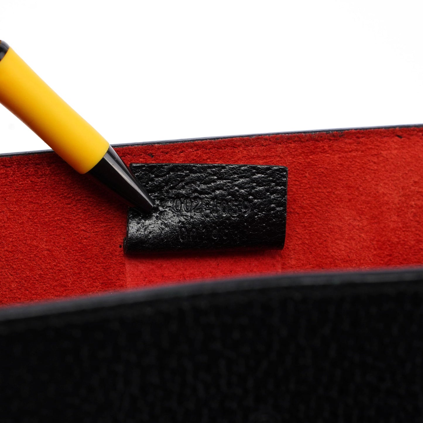 Black Leather Bamboo Tote Red Int