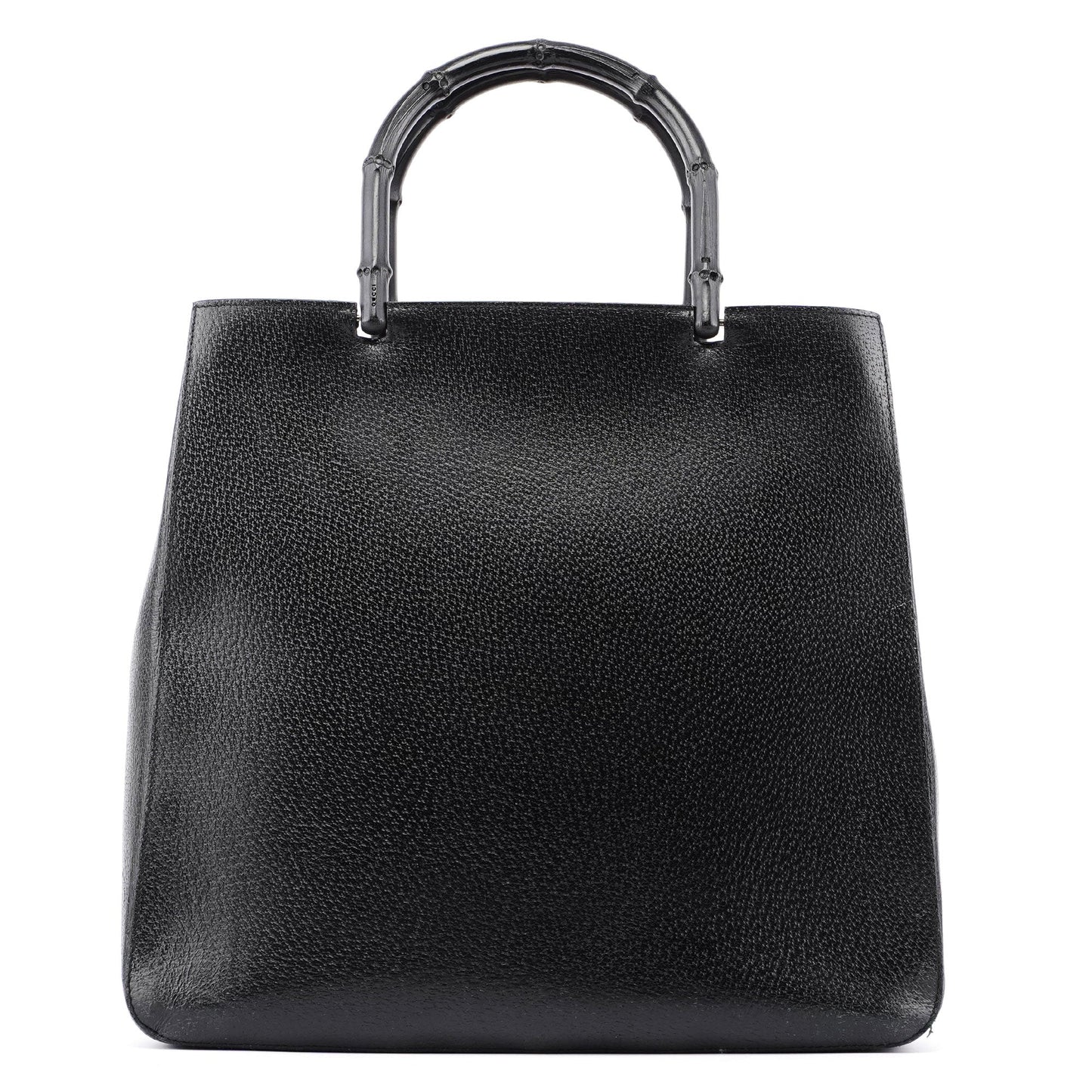Black Leather Bamboo Tote Red Int
