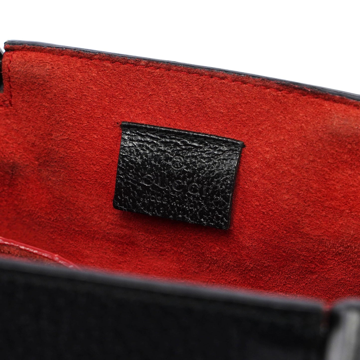 Black Leather Bamboo Tote Red Int