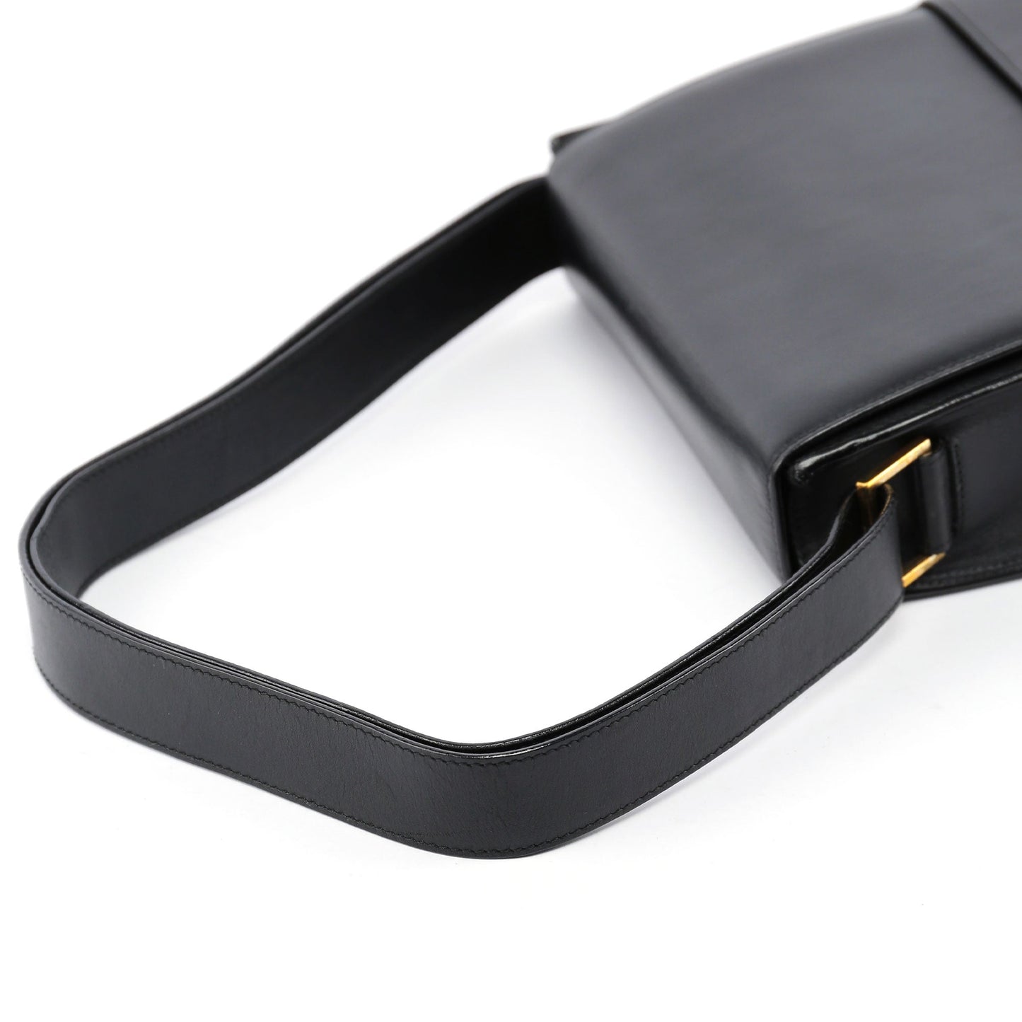 Black Leather Gold G Shoulder Bag