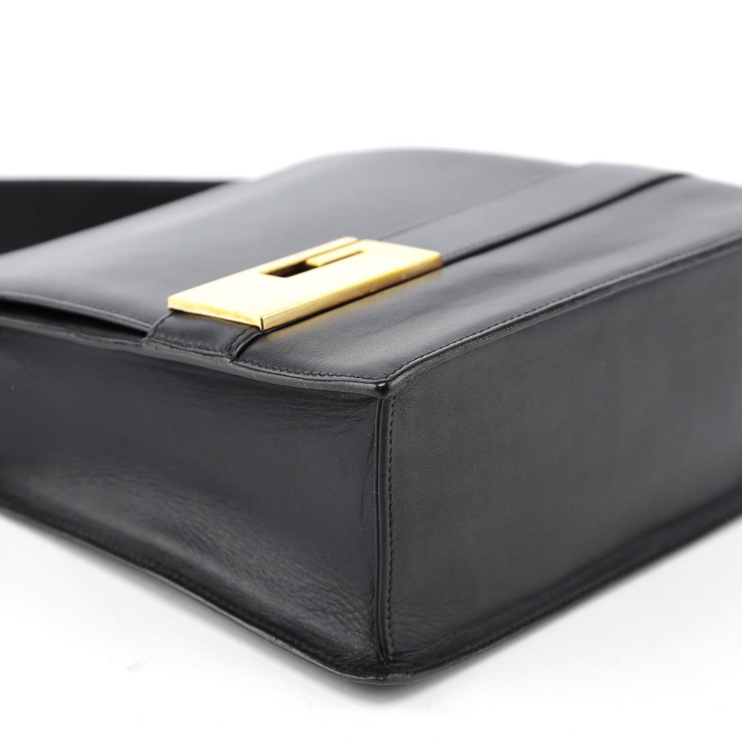 Black Leather Gold G Shoulder Bag