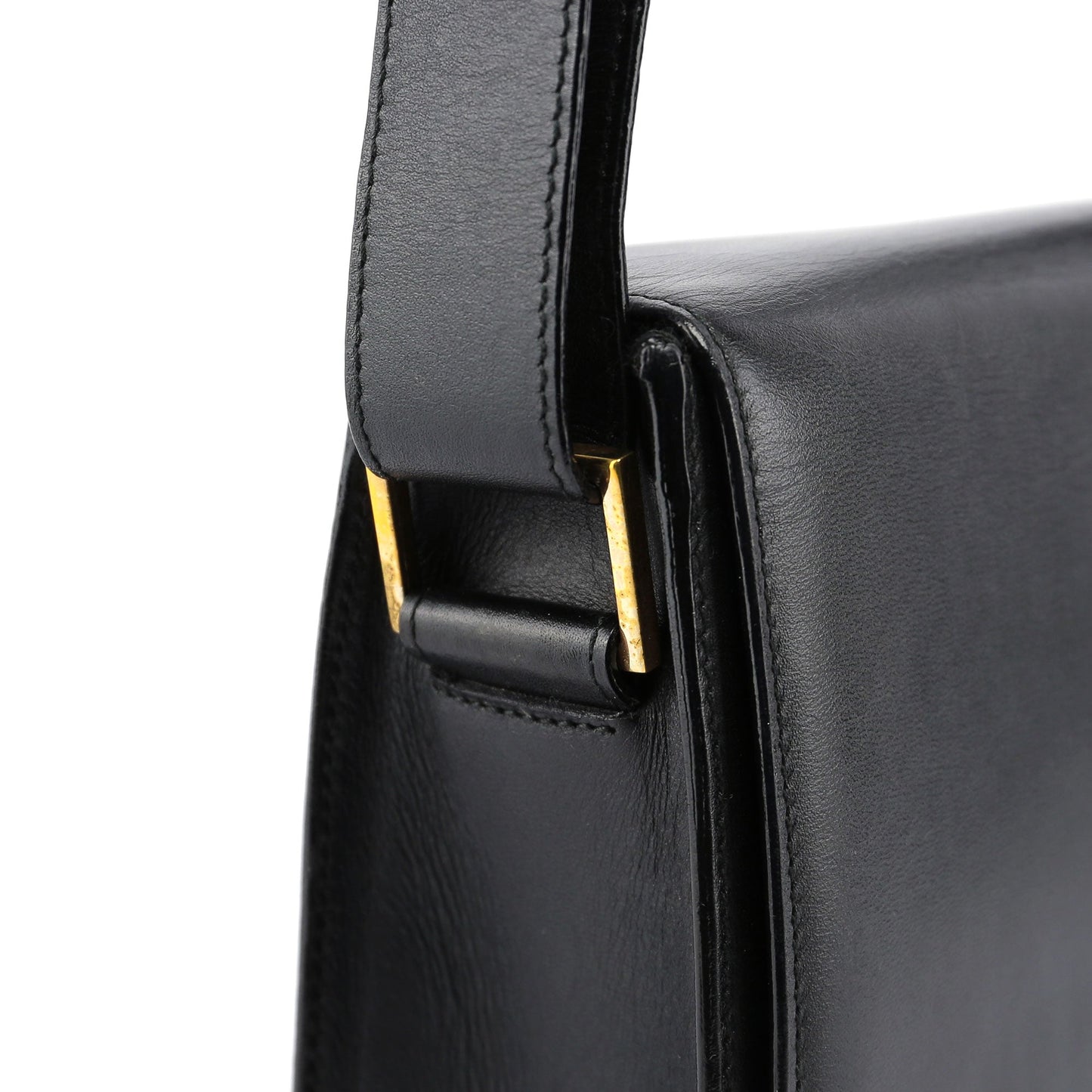 Black Leather Gold G Shoulder Bag