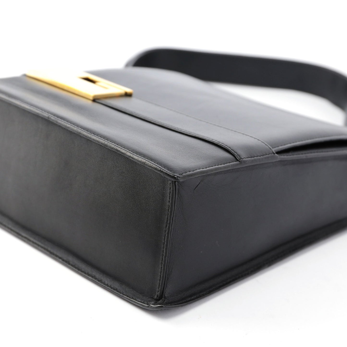 Black Leather Gold G Shoulder Bag