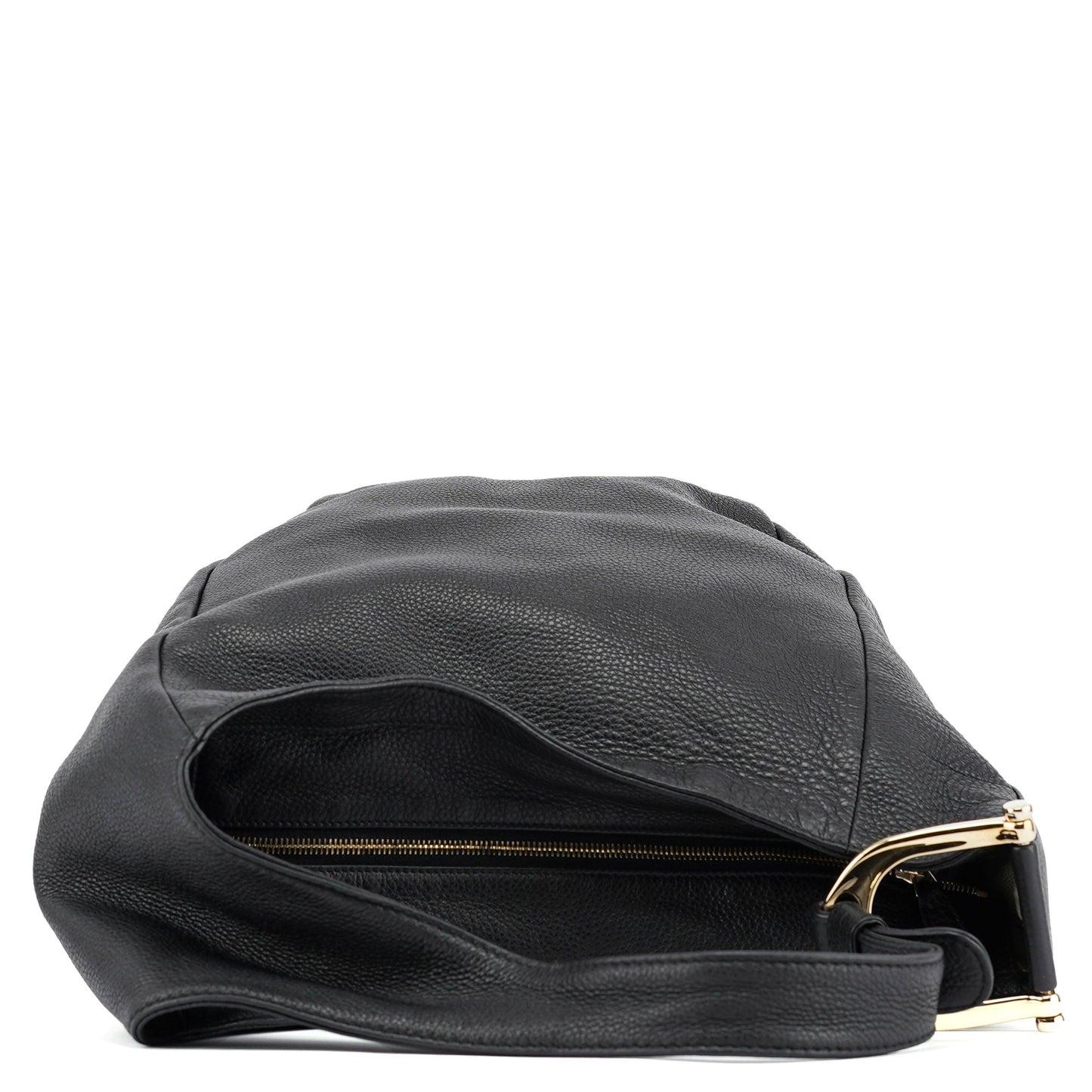 Black Leather Hobo Shoulder Bag