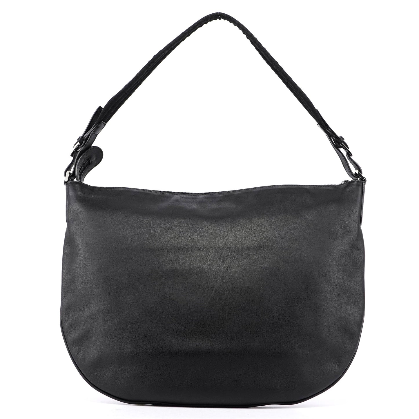 Black Leather Hobo Shoulder Bag