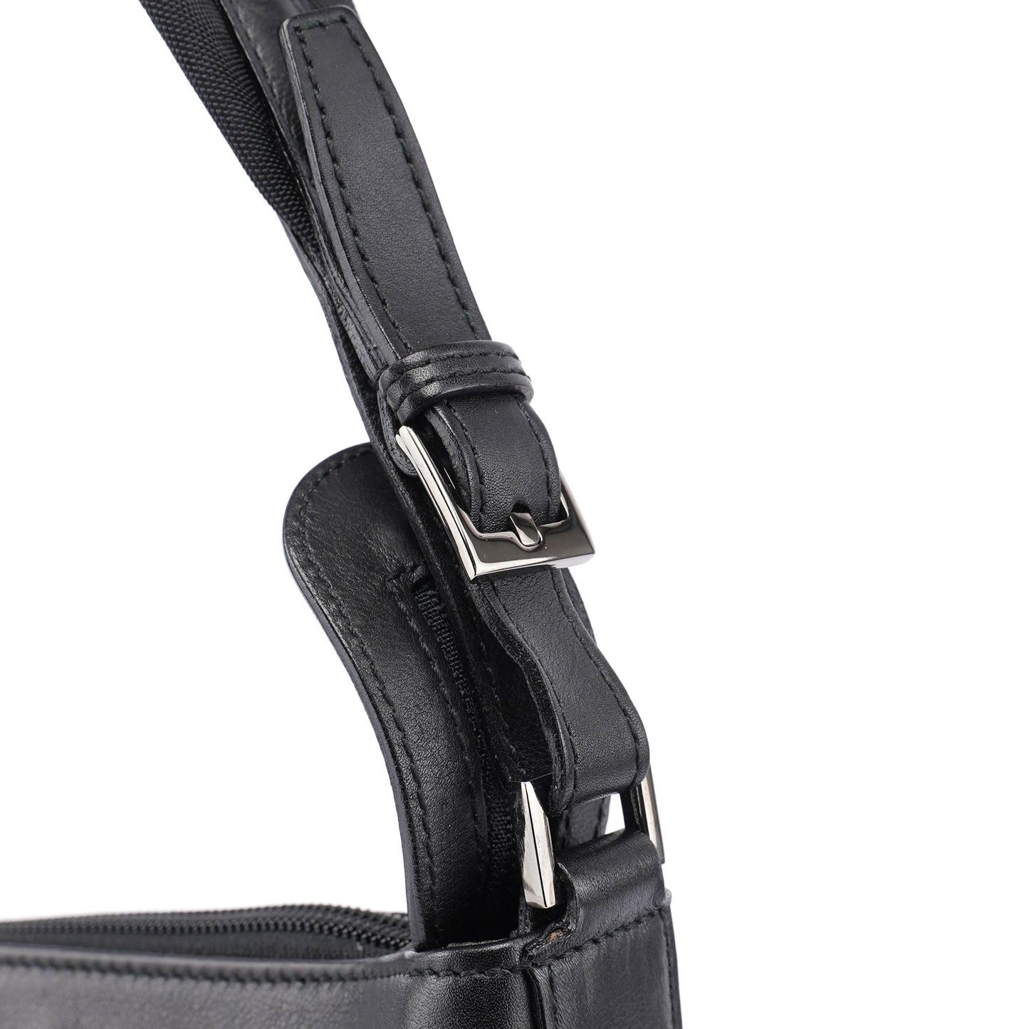 Black Leather Hobo Shoulder Bag