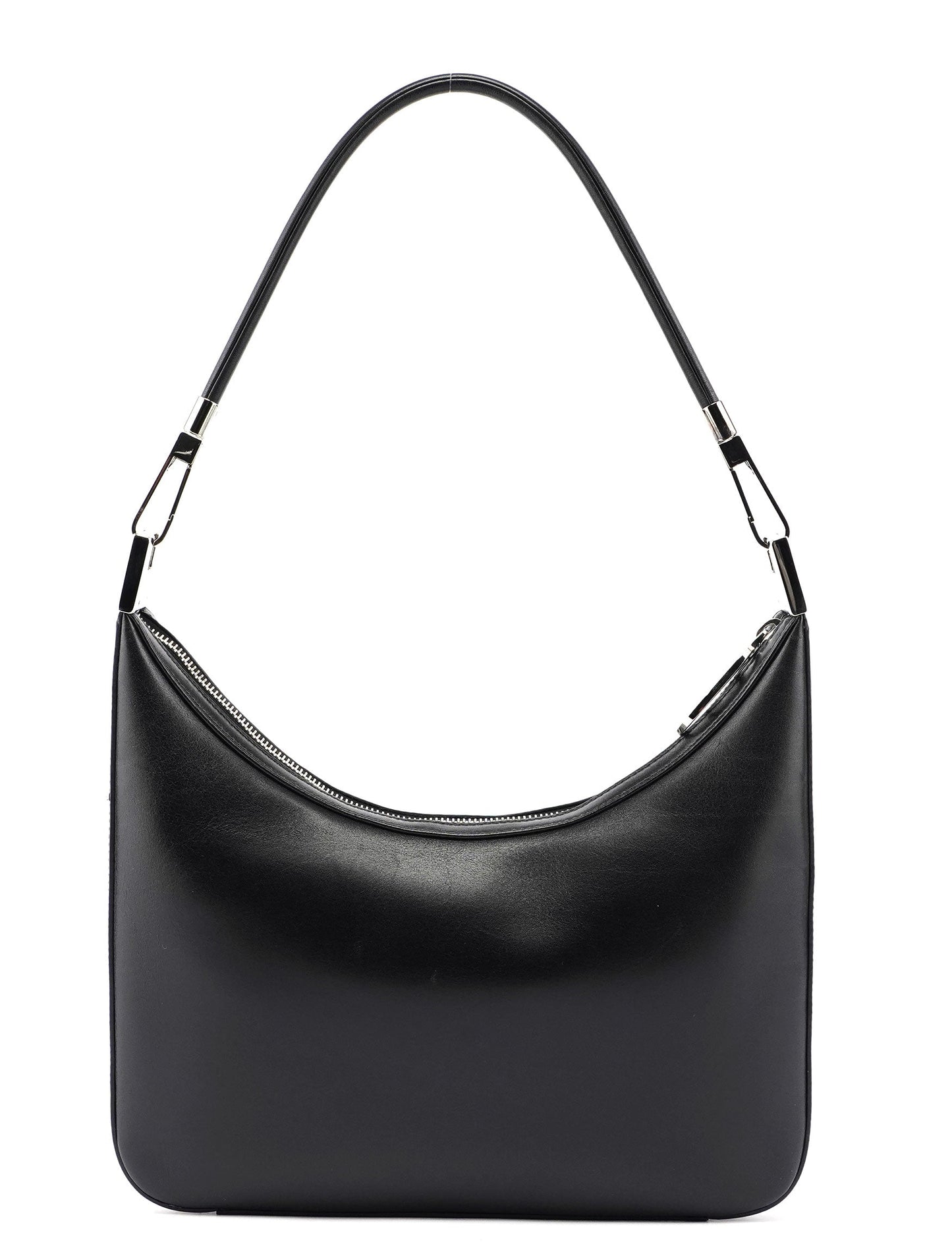 Black Leather Hobo Shoulder Bag
