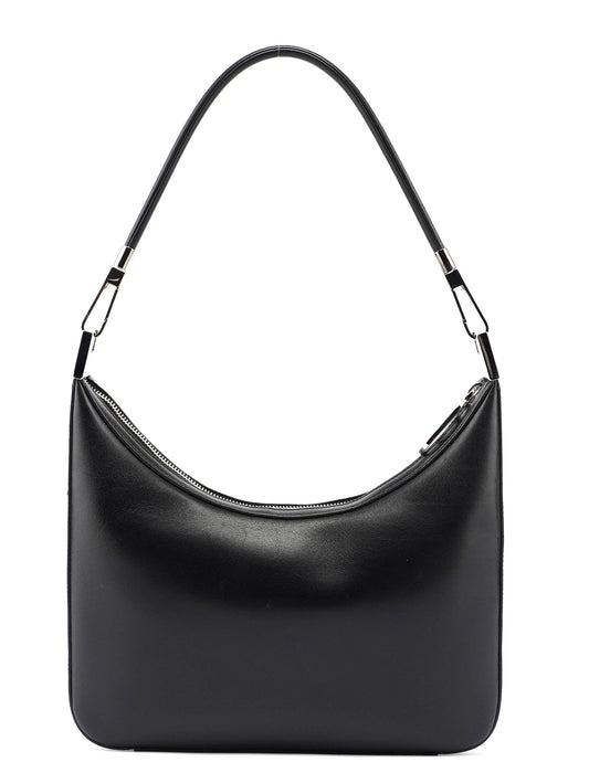 Black Leather Hobo Shoulder Bag