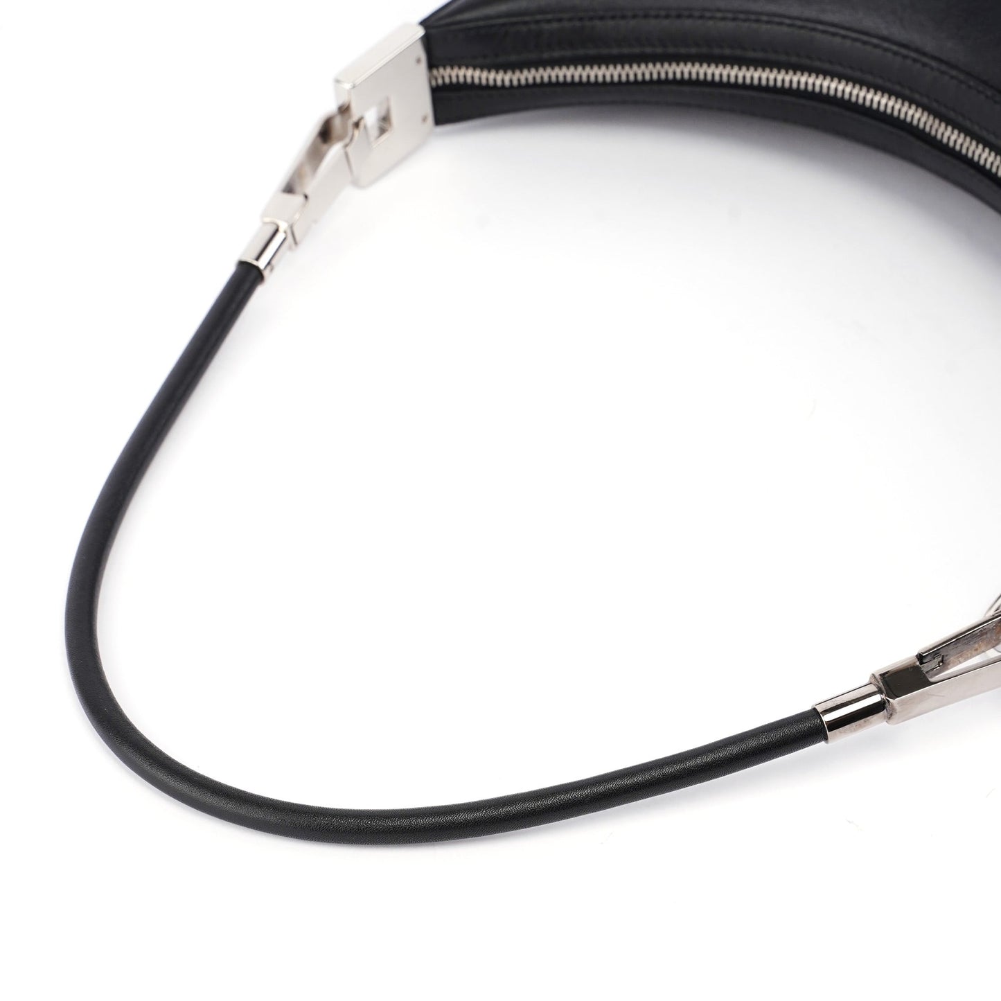 Black Leather Hobo Shoulder Bag