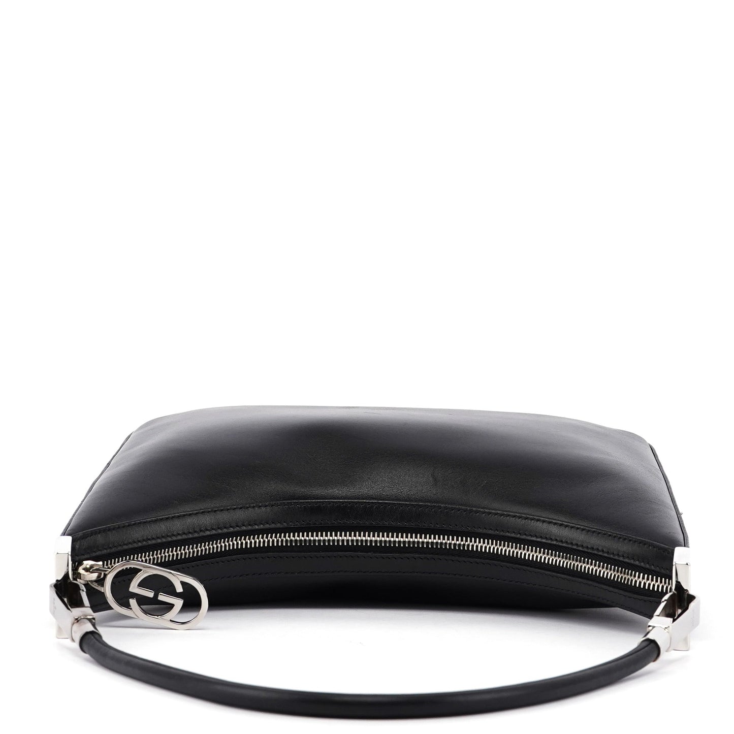 Black Leather Hobo Shoulder Bag