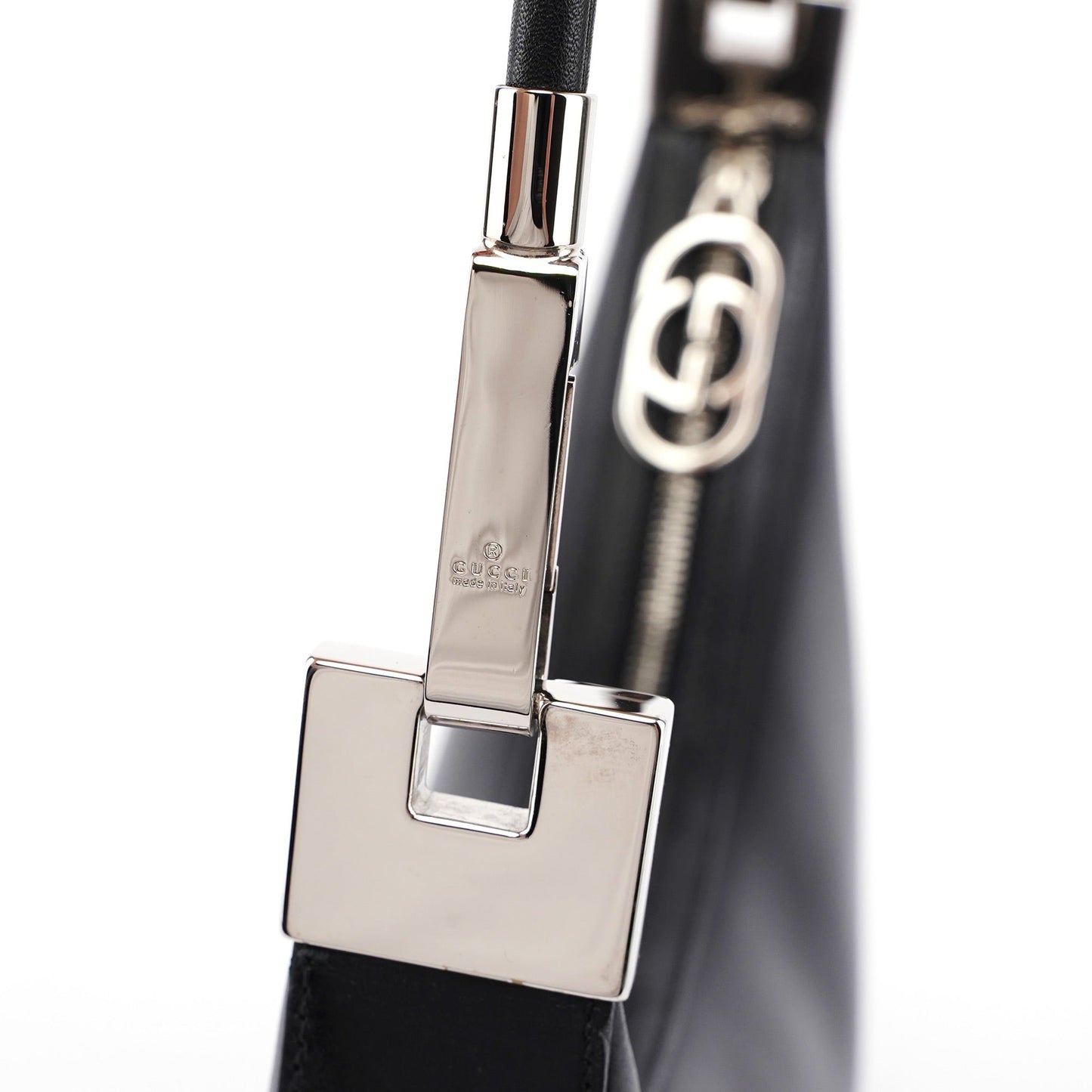 Black Leather Hobo Shoulder Bag