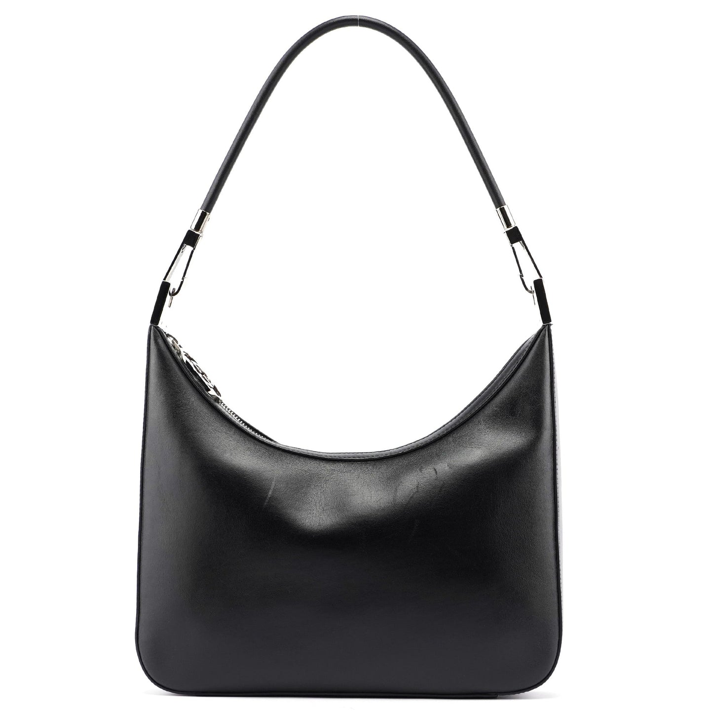 Black Leather Hobo Shoulder Bag