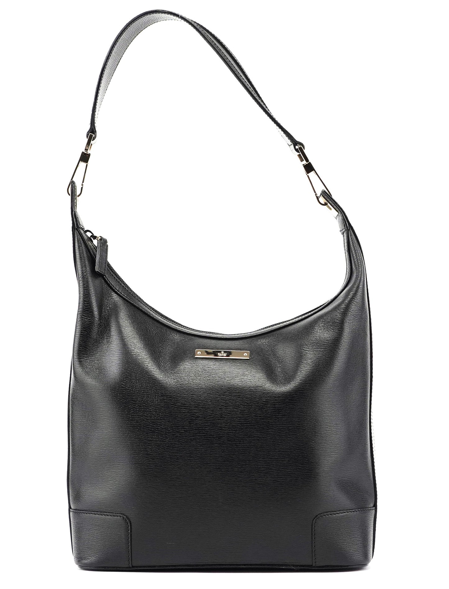 Black Leather Hobo Shoulder Bag