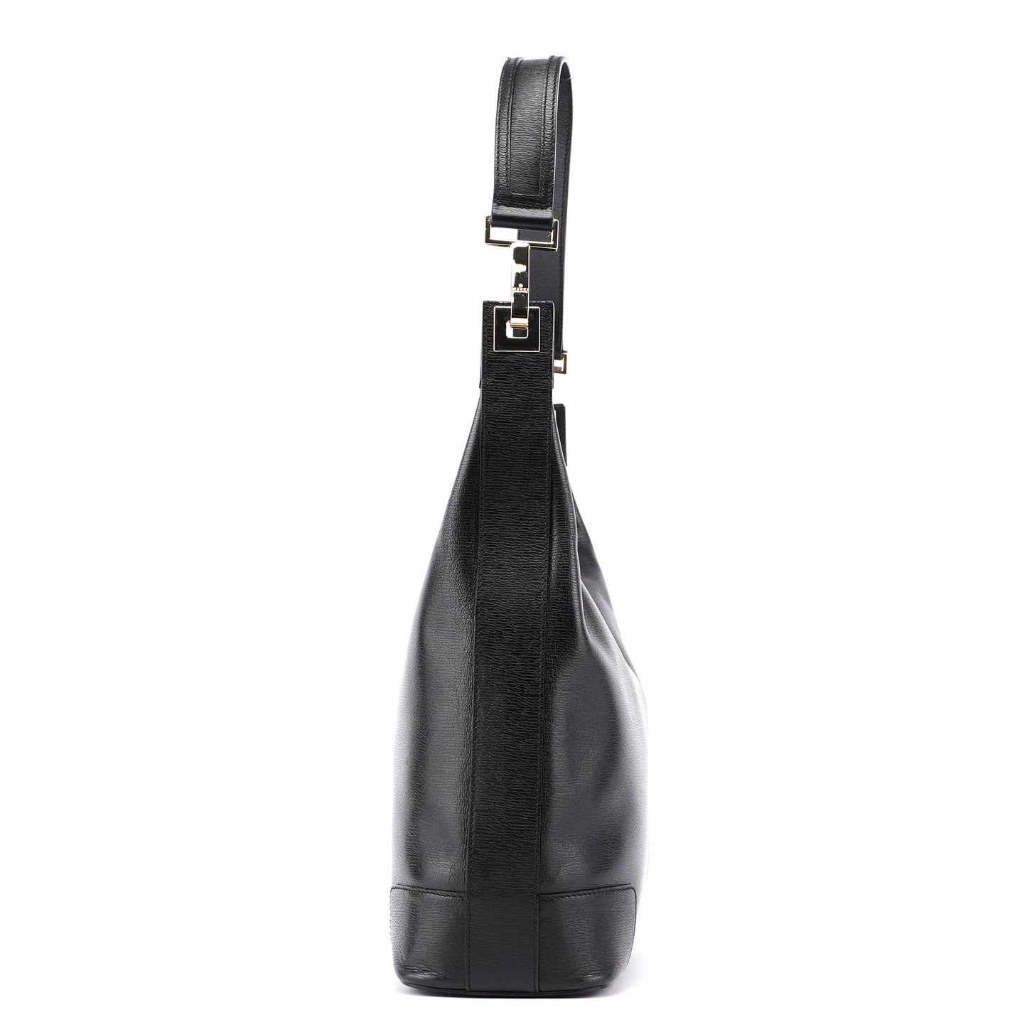 Black Leather Hobo Shoulder Bag