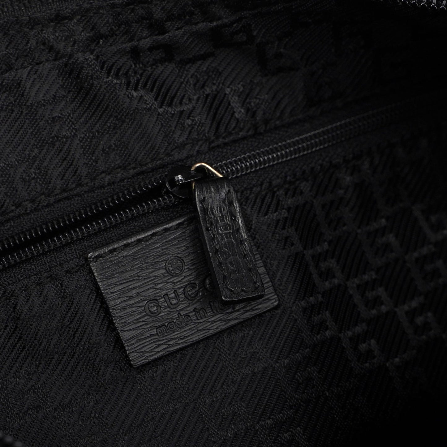 Black Leather Hobo Shoulder Bag