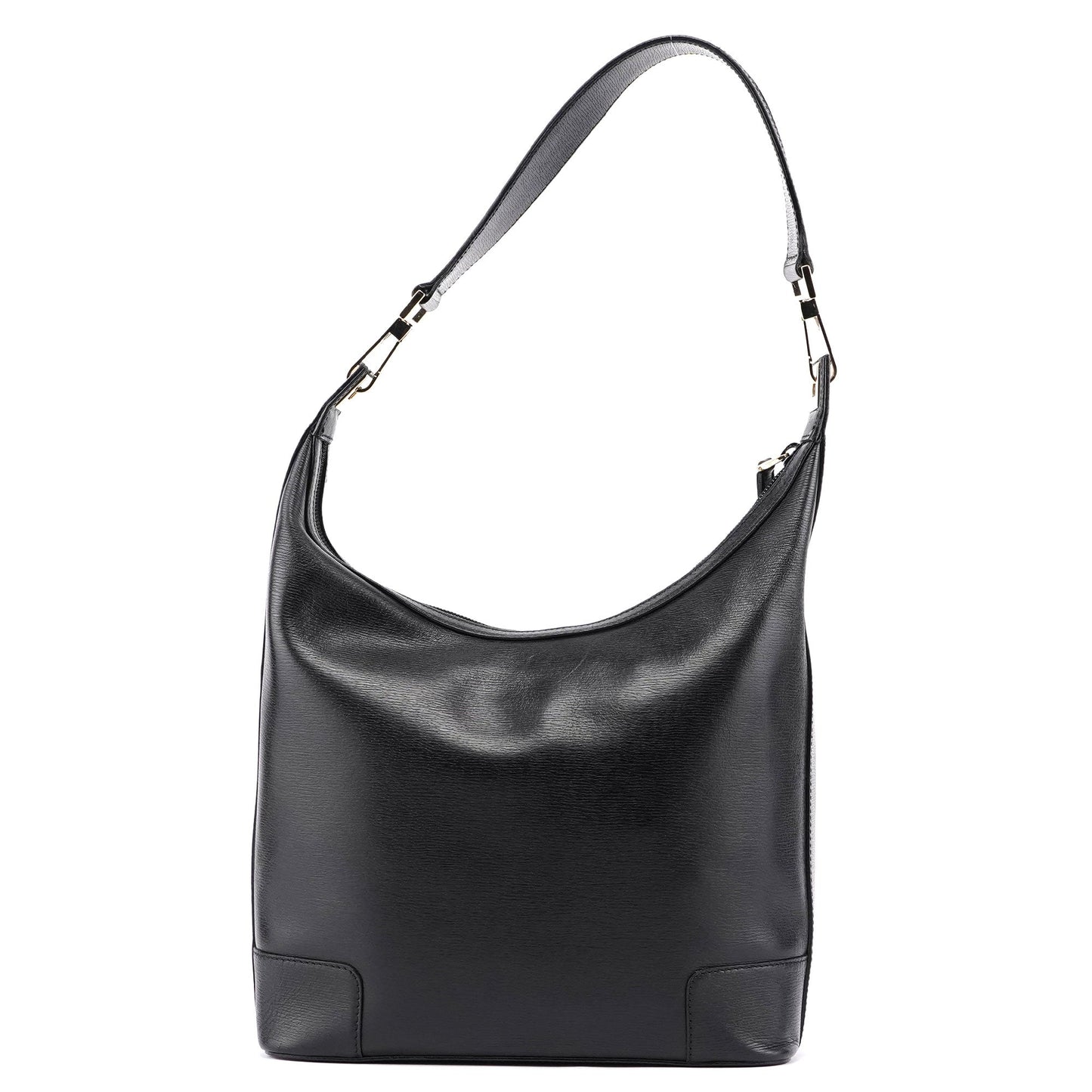 Black Leather Hobo Shoulder Bag