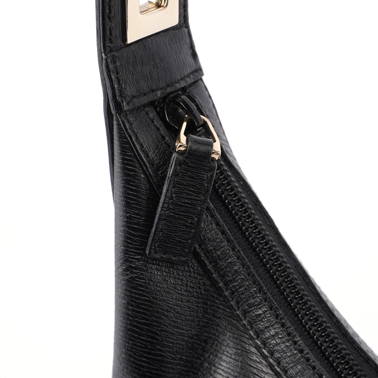 Black Leather Hobo Shoulder Bag