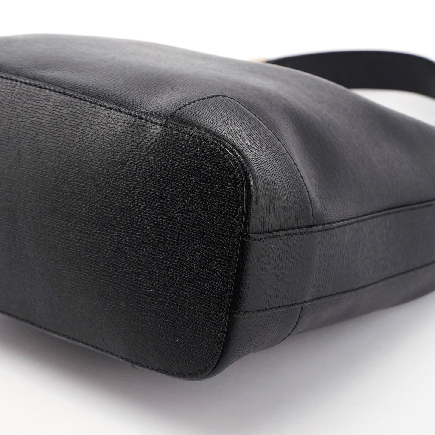 Black Leather Hobo Shoulder Bag