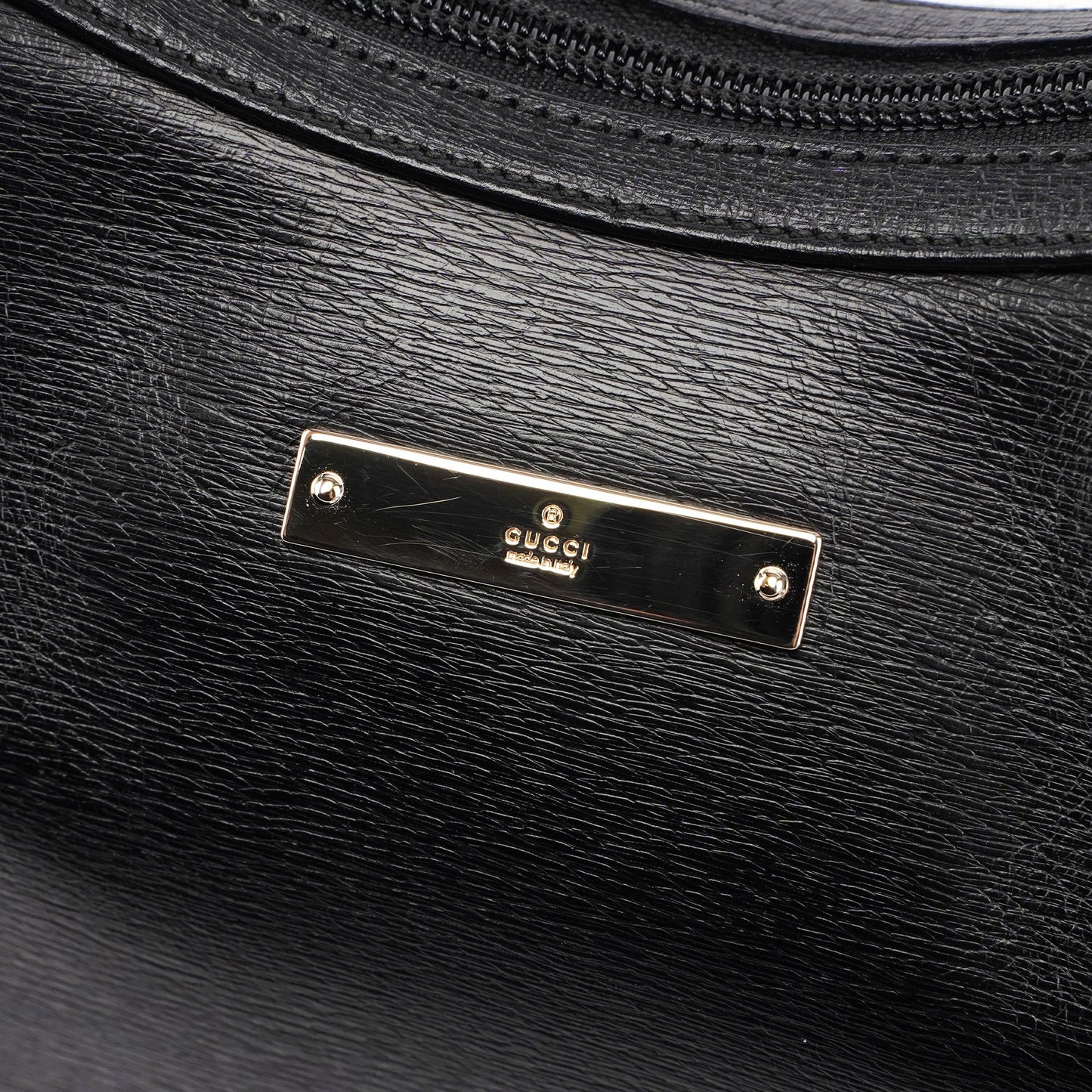 Black Leather Hobo Shoulder Bag