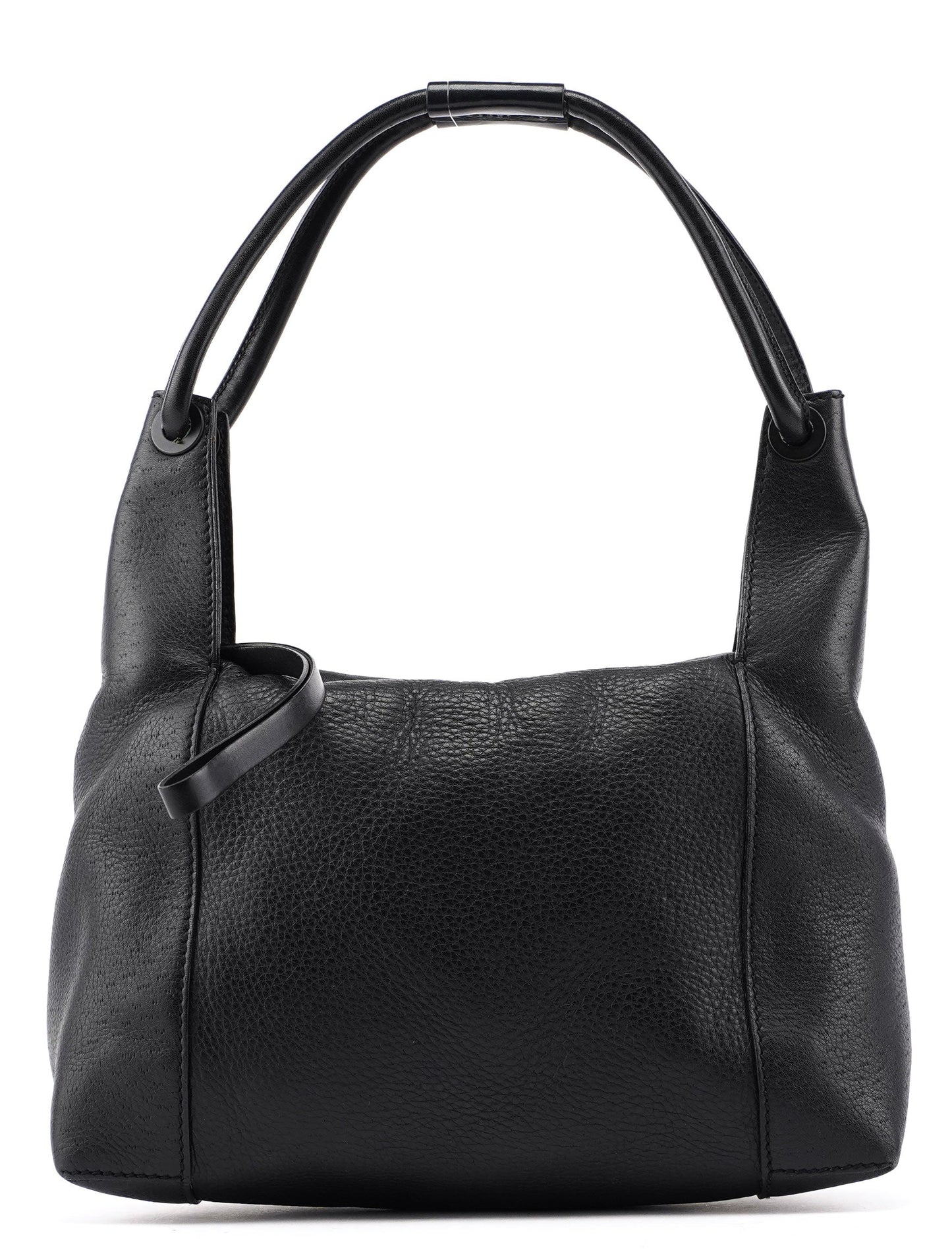 Black Leather Hobo Shoulder Bag
