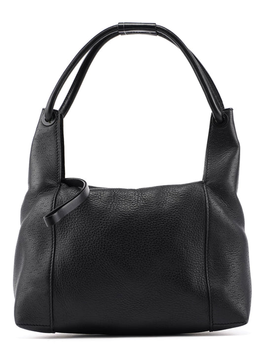 Black Leather Hobo Shoulder Bag